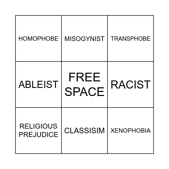 BIGOT BINGO Card