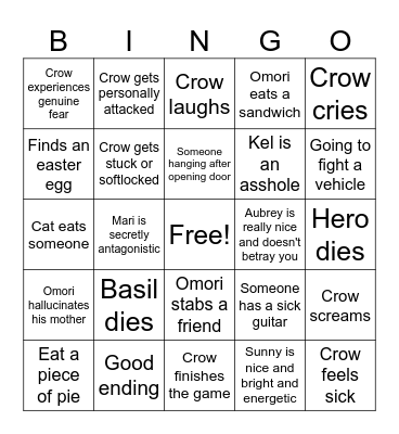 Crow Omori Bingo Card