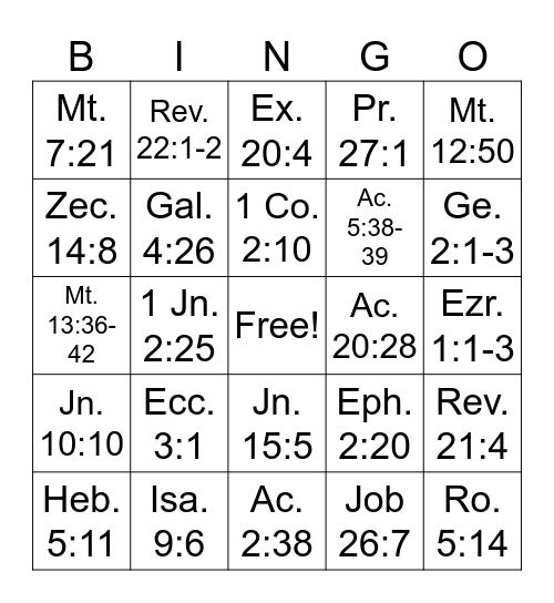 Sermon Book 1 & 3 Bible Verses Bingo Card