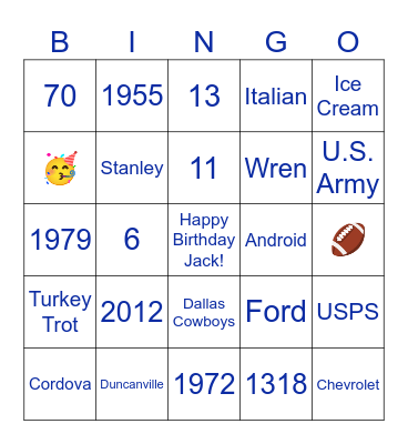 🎂Jack’s Birthday Bingo🎂 Bingo Card