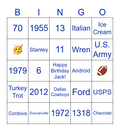 🎂Jack’s Birthday Bingo🎂 Bingo Card