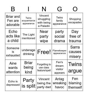 Overwhelm Bingo Card