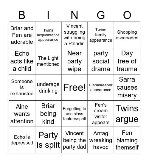 Overwhelm Bingo Card