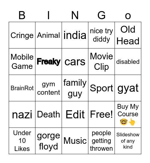 Insta Bingo Card