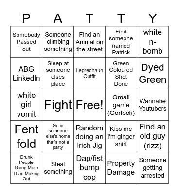 ST PATTYS Bingo Card