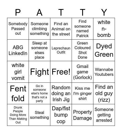 ST PATTYS Bingo Card