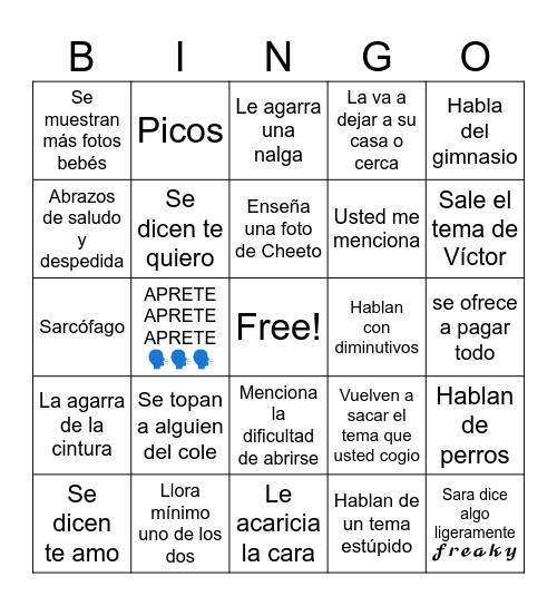 Sara x Osvaldo bingo en Bingo Card