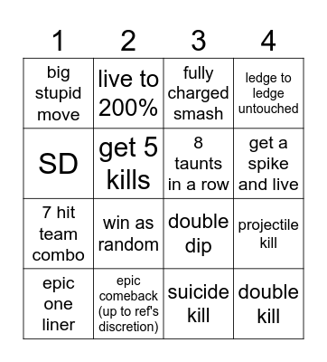 doubles with a twist Bingo Card