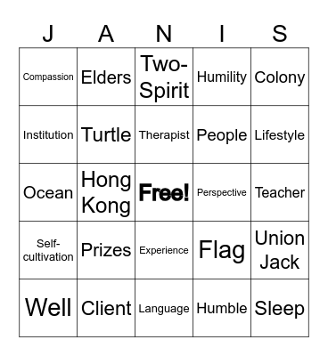 Cultural Collage Bingo Card