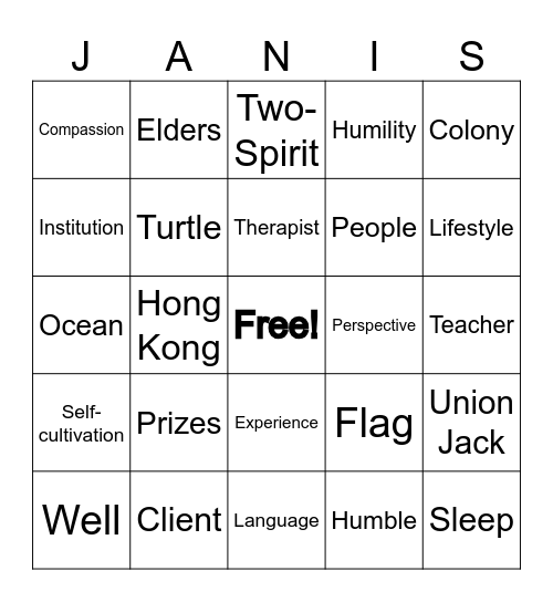 Cultural Collage Bingo Card