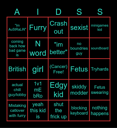 Mawdust gtag publics Bingo Card