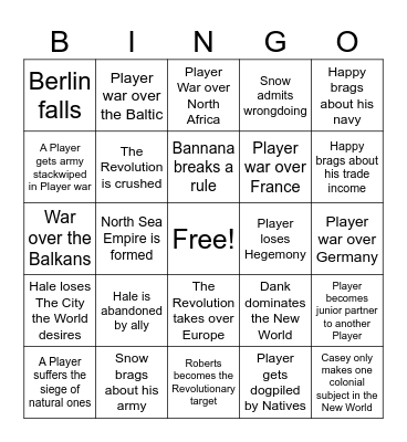 EU4 Ante Bellum Bingo Night Bingo Card