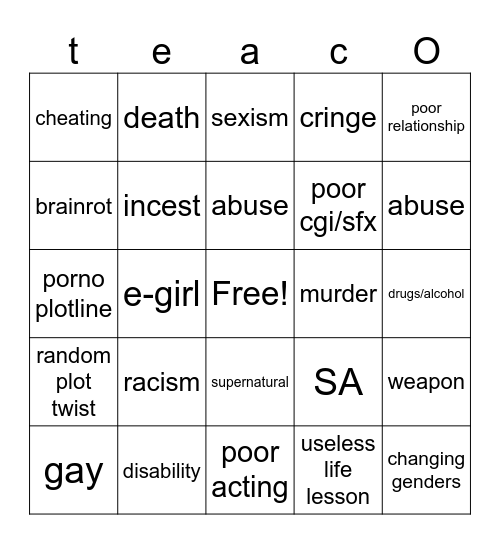 tomorrows teachings Bingo Card