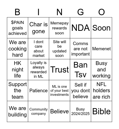 Memeland Townhall bingo Card