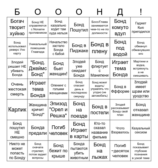 БОООНД! v2 Bingo Card