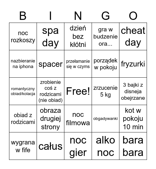 me &you Bingo Card