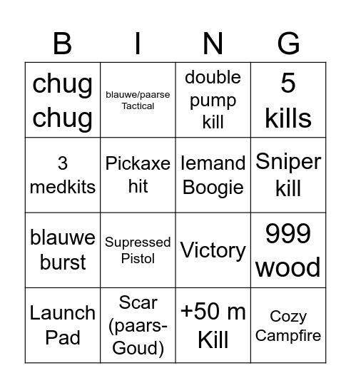 Fortnite bingo 2 Bingo Card