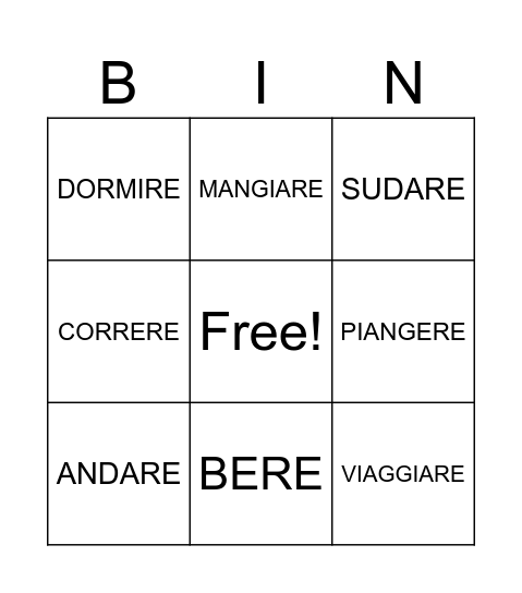 VERBI Bingo Card
