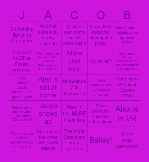 Bloodlines EP7 Bingo Card