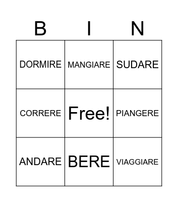 Verbi Bingo Card