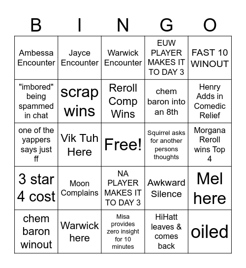 Misa's TFT Bingo Card Set 13 Bingo Card