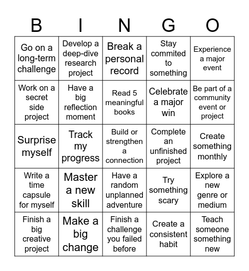 2025 Bingo Card