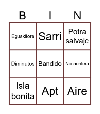 BINGO MUSICAL Bingo Card
