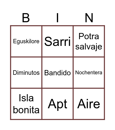 BINGO MUSICAL Bingo Card