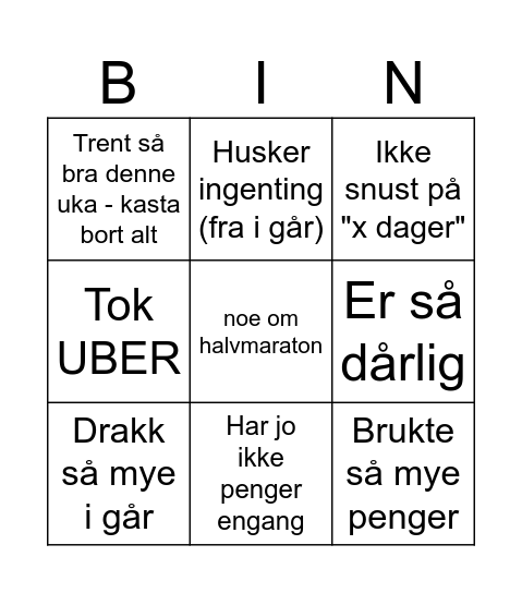 Bønnas bingo Card