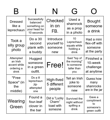 Lucky Leprechaun Bingo Card