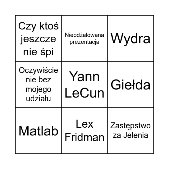 Bingo Cisowski Bingo Card