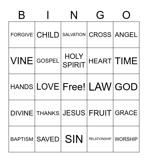 Worship Bingo Card