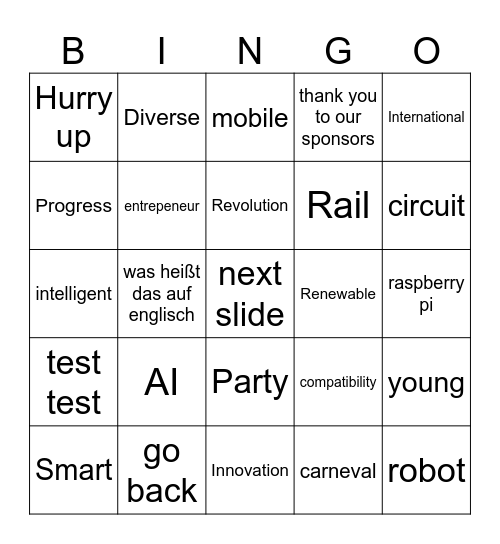 smart word bingo Card