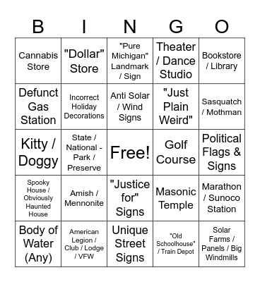 Start: ________ | End: _________ Bingo Card