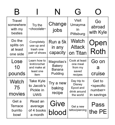 2025 Bingo Card