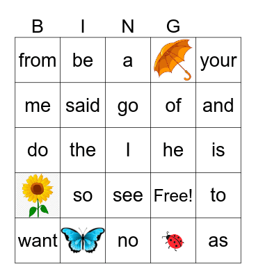 UFLI Heart Words Lesson 1-43 Bingo Card