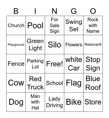 Car Bingo Card