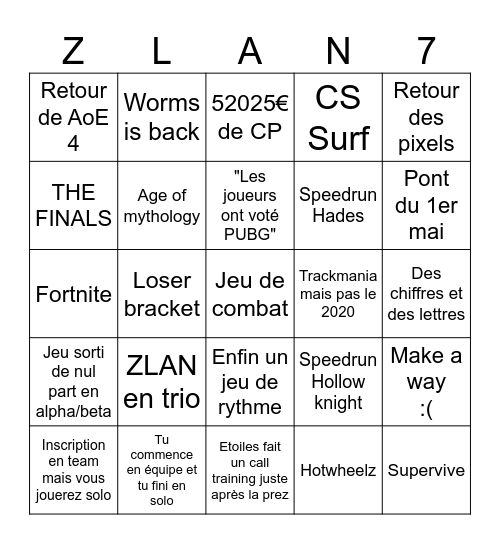 Bingo ZLAN 2025 Bingo Card