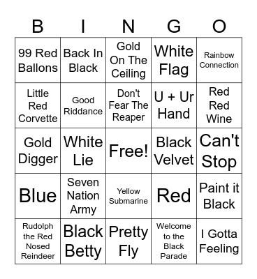 Colors Bingo Card