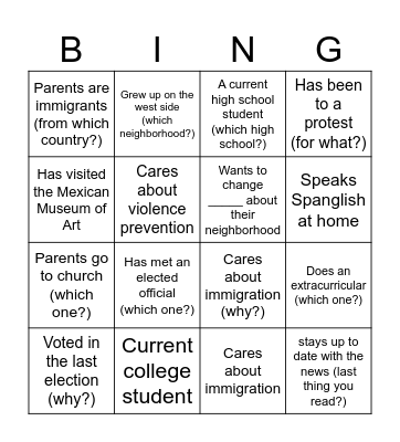 Fuerza: Organizer's Bingo Card