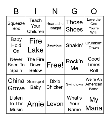 Smooth Rock Bingo Card