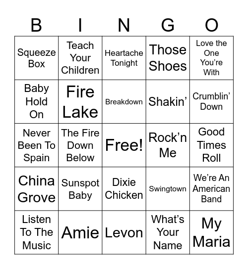 Smooth Rock Bingo Card