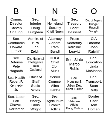 Buffoon Bingo Card