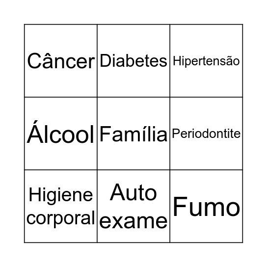 Bingo da melhor idade Bingo Card