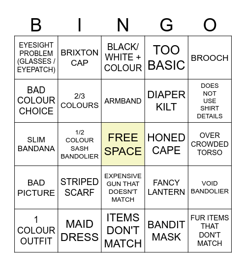 SCARFJAK BINGO Card