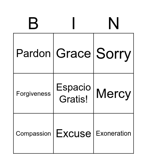 El Pérdon Bingo Card