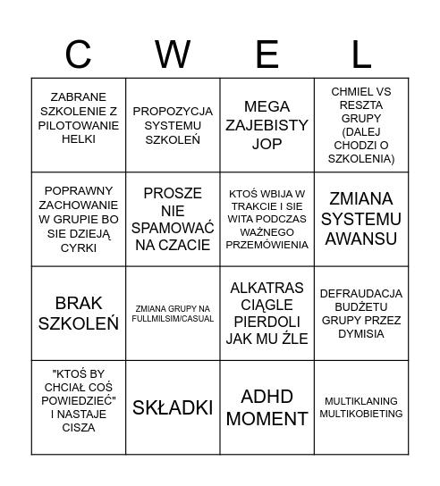 BINGO FOG Bingo Card