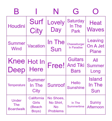 Beachin It Bingo Card