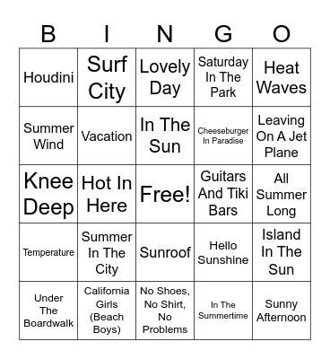 Suns Out Buns Out Bingo Card