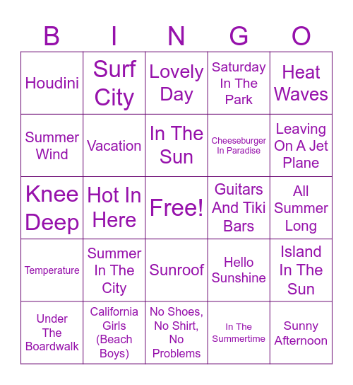 Beachin It Bingo Card